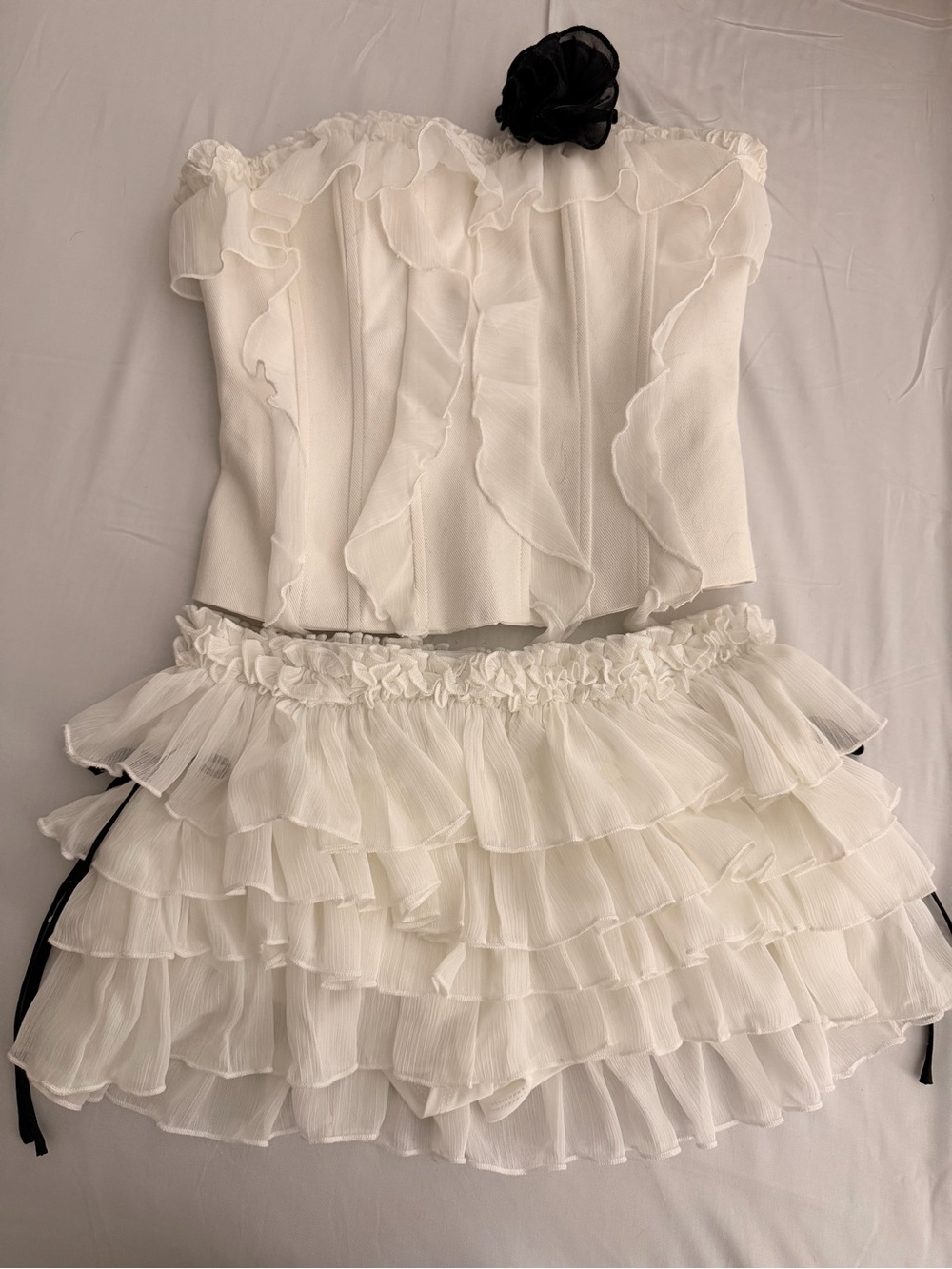 LSOUL Ruffled Mini Dress in White Size Small Like New